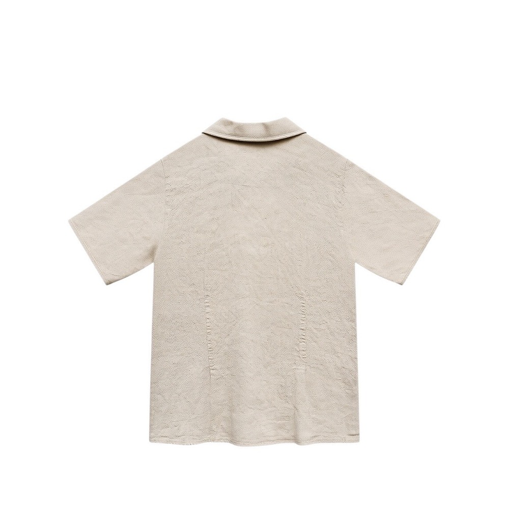 Coastal Linen Orvis Button Top Beige Rayon Camp Blouse M - Picture 4 of 8